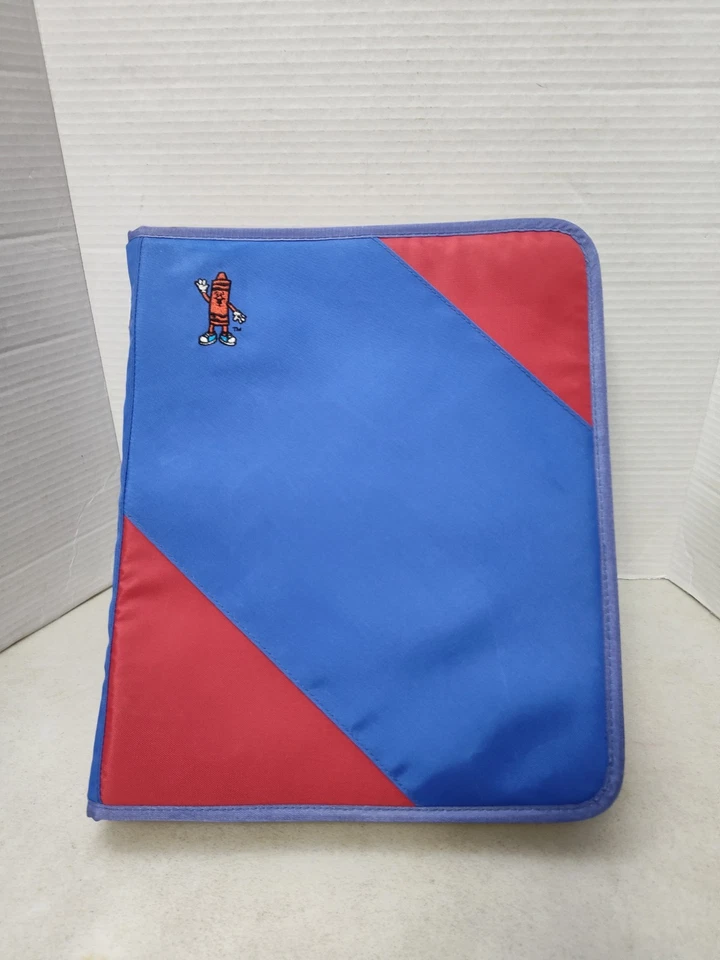 Fichário vintage com zíper Crayola 2" lápis vermelho cores primárias classe tecido escolar  - Imagem 1 de 4