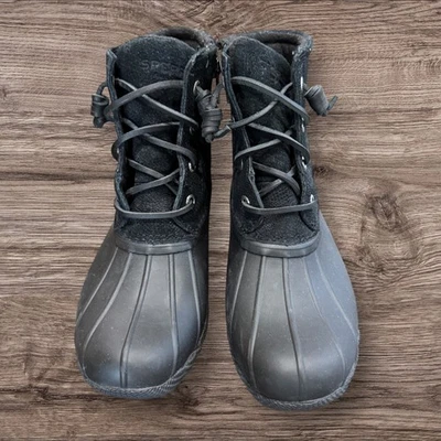 Botas para mujer Sperry Duck talla 6 negras diseño estampado animal STS85525 usadas una vez Foto 1 de 4