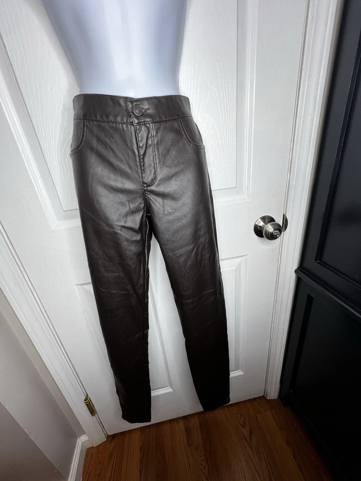 Abercrombie & Fitch AF Women’s 6 Dark Brown Vegan Leather Skinny Jeans Pant W 28 - Image 1 of 4