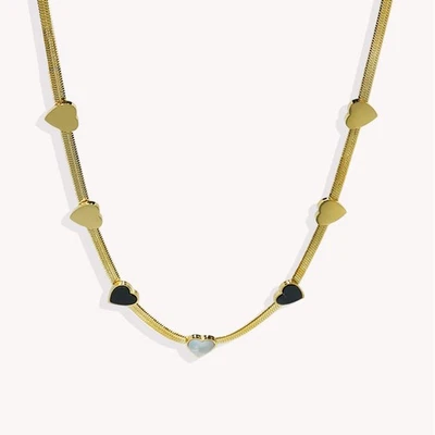 Juego de collar y pulsera de corazón de acero inoxidable enchapado en oro de 18 quilates Lxalry para mujer - Foto 1 de 4