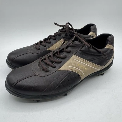ECCO Men’s 10-10.5 (EU 44) Spiked Golf Shoes Brown Leather Hydromax Comfort - Image 1 of 4