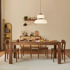 Edele Walnut Color Solid Timber Dining Table 160cm/180cm with Dining Chairs O... - Picture 1 of 12