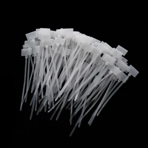 100 Pcs White Plastic Nylon Mark Tags Label Sticker Cable Zip Ties 2x11cm - Afbeelding 1 van 7