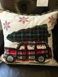 NEW Pottery Barn Woody Car All The Way Home Christmas Tree Pillow Cover Sham 20" - Picture 1 of 6