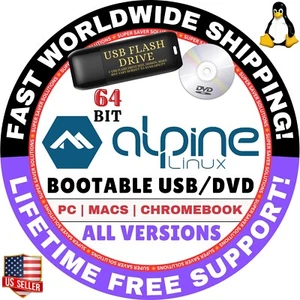 ALPINE LINUX OS STANDARD EXTENDED 64-BIT LIVE BOOT USB, FULL INSTALL for MAC, PC - Picture 1 of 7