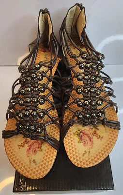 Firenze 深棕色风格 A3833-1 女式欧码 40 美码 9.5 露趾凉鞋 — 第 1/4 张图片