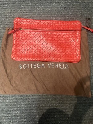 Vintage Bottega Veneta Red Woven Clutch Pouch Double Sided Zippers - Image 1 of 4