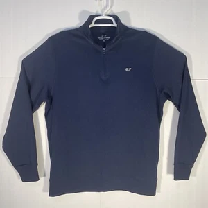 Vineyard Vines  1/4 Zip Long Sleeve Navy Blue Pullover Men's Medium Pima Cotton - Picture 1 of 6