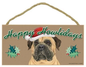 Happy Howlidays Bull Mastiff Christmas Holiday Dog Sign NEW 5"x10" Plaque 276 - Picture 1 of 3