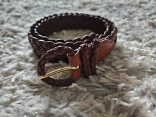 Talbots Womens Genuine Brown Leather Woven Braided Belt Sz Small 