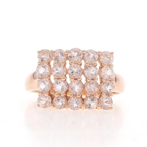 Rose Gold Morganite Cluster Cocktail Ring - 10k Round 2.00ctw - Picture 1 of 9
