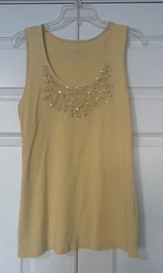 INC International Concepts Yellow Tank Top Rhinestone Lace Size XL - Picture 1 of 4