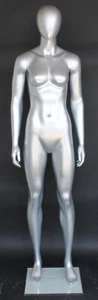 5 Fuß 11 Zoll hoch matt silberne sportliche weibliche Schaufensterpuppe Ei Kopf Sport Torso Körper SFW51EST - Bild 1 von 4