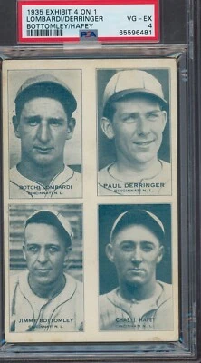 1935 Exhibits 4 on 1 Jim Bottomley, Ernie Lombardi, Chick Hafey PSA 4 *Awesome* - Image 1 of 2