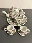 Mini ensemble de thé miniature maison de poupée 10 pièces mini ensemble de thé en céramique avec design floral