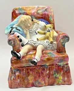 1952 Royal Doulton Sleepyhead Figur HN 2114 Sleeping Girl with Teddy Bear - Bild 1 von 21
