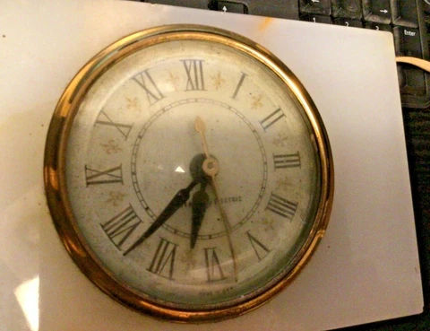 Vintage General Electric Alarm Clock Marble 4" x 6"  Works GE 7286A Made in USA Cover