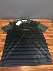 Salvatore Ferragamo Striped Spruce Polo Shirt Sz M - Picture 1 of 4