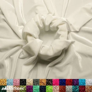 Ivory Stretch Velvet Fabric By The Yard - Picture 1 of 7
