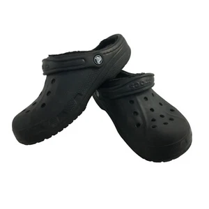 CROCS CLASSIC FAUX FUR LINED BLACK CLOG SHOES MENS 5 WOMENS 7 - Picture 1 of 9