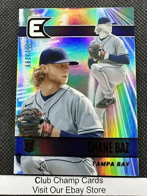 2022 #3 Shane Baz Panini Chronicles Essentials Red Foil Parallel 051/199 RC Rays - Image 1 of 3