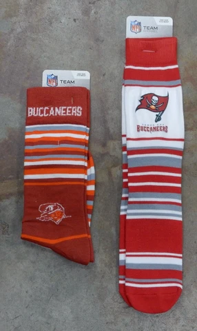 2 Pack NFL Tampa Bay Buccaneers Gift Socks MAS Stripes OSFM Retro Mascot Red OS Cover