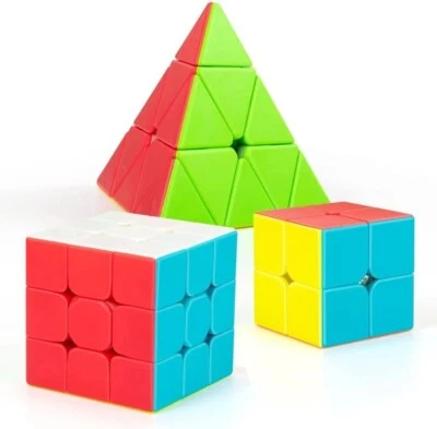 Speed Cube Set  Stickerless Magic Cube Set of 2x2x2 3x3x3 Pyramid - Image 1 of 4