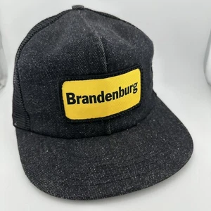 Vtg Brandenburg Patch Denim Hat Germany Mesh Snapback Trucker Cap USA 80s 90s - Picture 1 of 14