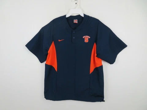 Nike Syracuse University Jacket Mens Medium Snap Button Warm Up Blue Basketball Cover