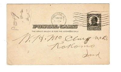 1907 U.S. POSTAL CARD 1c Blk on Buff MCKINLEY Advertising   Sc#UX19 See Note - Image 1 of 2