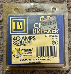 Disyuntor SQUARE D QO240C 40 Amp 120/240 VCA 2 Polos Nuevo EE. UU. - Imagen 1 de 3
