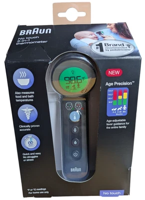 Braun No Touch Termómetro 3 en 1 Negro BNT400 Nuevo En Caja Sellado Bebé Infante Nuevo Foto 1 de 4