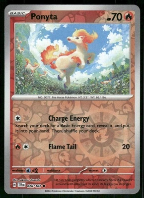 Ponyta 026/162 Common Reverse Holo NM Pokemon SV05: Temporal Forces - Image 1 of 2
