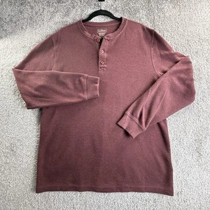 LL BEAN HENLEY HEMD HERREN MEDIUM TALL LANGARM BAUMWOLLE SCHWER TIEFROT - Bild 1 von 14