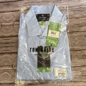 Tom Baine Light Blue Short Sleeve Shirt 2XL 18-18 1/2 Slim Fit - Picture 1 of 3