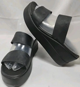 Sandalias Crocs Brooklyn Informales Sin Cordones Cuña Slide Lite Ride Negras Para Mujer Talla 7 - Imagen 1 de 15