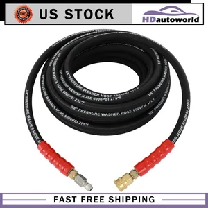 3/8" x 50ft 6000psi Hot Water Pressure Washer Hose Non-Marking 2-Braid R2 Black - Picture 1 of 6