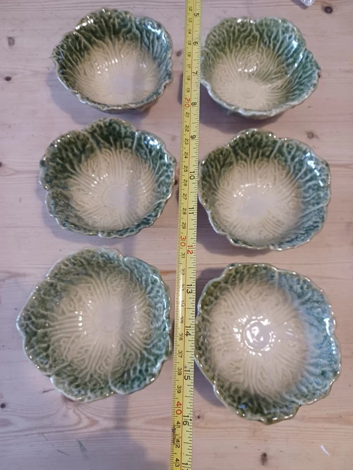6 x cabbage leaf ware bowls new lustre effect joyette bordallo pinheiro style - Image 1 of 4