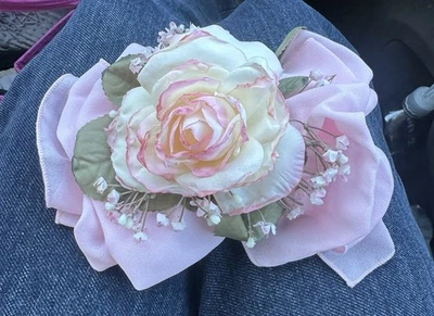 Vintage Oversized Wedding Silk Rose Bow Hair Clip and Pin Handmade In France 7” - Image 1 of 4