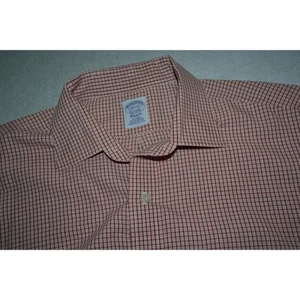 22624 Brooks Brothers Dress Shirt Mens Size Large Red Plaid Cotton Non-Iron - Bild 1 von 7