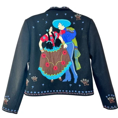 Chaqueta Bolero Doble D Ranch De Colección Lana Bordada Pareja Bailarina Talla XS Western Foto 1 de 4