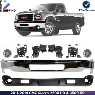 Front Bumper Chrome & Air Dam Kit For 2011-2014 GMC Sierra 2500 HD & 3500 HD Foto 1 de 4