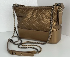 CHANEL Gabrielle Hobo Bag Quilted Gold Calfskin Gold Silver Hardware B8 - Bild 1 von 18
