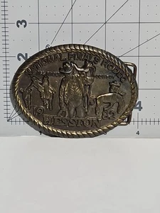 Vintage 1982 National Finals Rodeo Hesston Belt Buckle NFR 8th Edition - Picture 1 of 3