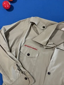 BSA Boy Scouts Of America Official Mens Shirt XXL Tan Long Sleeve Patch Removed - Picture 1 of 9