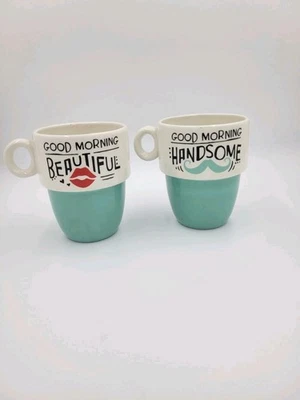 Grasslands Road Good Morning Beautiful & Handsome Coffee Cups His/Hers Set of 2 - Image 1 of 4