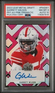 2022 Leaf Metal Draft Autographs Pink Prismatic Garrett Wilson /20 PSA 8 AUTO 10 - Picture 1 of 2