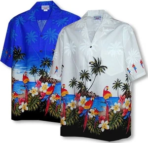 Parrots Beach Border Hawaiian Shirt, Pacific Legend - Picture 1 of 4