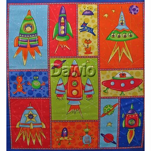 Roboter, Rakete, Panel, 11 Bilder, Patchwork, Deko, Stoff, (59,5x56cm) €15,00/M - Bild 1 von 1