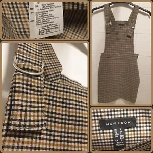 Ladies New Look Checkered Gingham Dungaree Viscose Dress UK Size 8/ EU 36/ USA 4 - Picture 1 of 5
